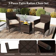 GOFLAME 3 Pieces Patio Furniture Set Outdoor PE Rattan Wicker Chairs - Brown - View 4