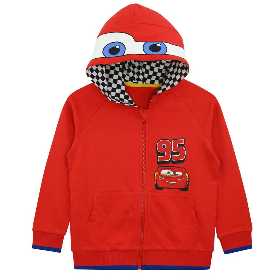 Disney Cars Hoodie | Lightning McQueen Boys' Hoodie | Kids' Zip Up Hoodies | Official Merchandise - Red - View 1