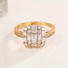 1 件时尚优雅新设计简约合成锆石镶嵌戒指，百搭女士日常配饰