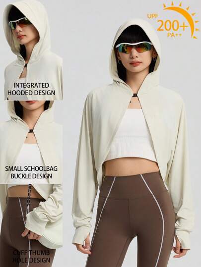 TECTOP Women's Spring/Summer Sunscreen UPF200+ Outdoor Camping Long Sleeve Hooded Cool Breathable