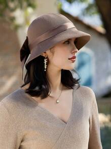 1 Pc Women's Elegant Large Bow Decor Fisherman Hat, Summer Breathable Wide Brim Bucket Hat, Suitable For Outdoor, Travel, Casual Occasions In Spring And Summer - A - View 4