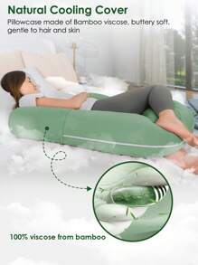 QUEEN ROSE Pregnancy Pillows, Cooling Body Pillow For Pregnancy Sleeping, F Shaped Maternity Pillow For Pregnant Women, Back & Belly Support, Pregnancy Must Haves, Green - Green - View 6