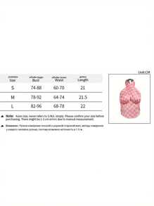 Women Halter Tank Tops With Hollow Chest, Skinny Fit Geometry Pattern Summer Clothing - Pink - View 9