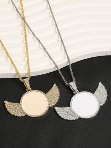 1pc Moda Simples Liga Redonda Asas de Anjo Colar Adequado Para Uso Diário Masculino
