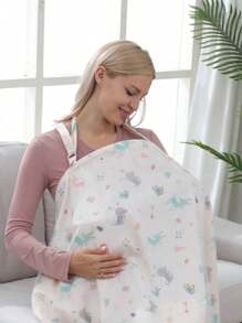 1pc Maternity Nursing Cover Scarf, Baby Strolle,Car Seat Cover, Lightproof Cover Up Thin & Multifunctional Nursing Apron For Breastfeeding- Beige Party