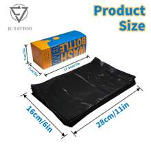 100 / 200 Bolsas de tinta negra para botellas de lavado de tatuajes para suministros y equipos de tatuajes, extra largas y anchas, para uso profesional en tatuajes, suministros para tatuajes para principiantes y artistas de tatuajes experimentados - Negro - Ver 10