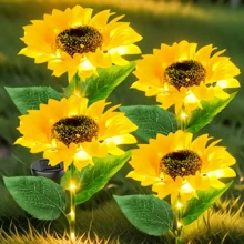 Lanterne solaire, convient pour une utilisation intérieure et extérieure, applicable pour le jardin, la cour, les fêtes, la décoration de camping, l'éclairage de pelouse, décoration de paysage à LED avec tournesol simulé - lumière chaude - Voir 2
