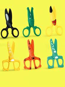 1 件剪刀卡通塑料刀儿童 DIY 纸手工艺术办公室学校学生用刀、鳄鱼巨嘴鸟海豚、返校礼物