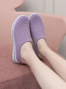 Women's Fashion Slippers, Soft Knit Flat Shoes, Breathable Soft Bottom Shoes, Casual Lightweight Slip-On Flats Suitable For Mothers And Pregnant Women, Size Runs Small