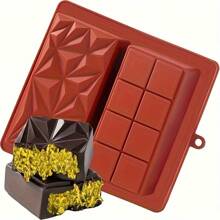 1 pièce Moule à barres de chocolat en silicone extra profond - Grand design de pistache de Dubaï pour les barres fourrées, outil de cuisson de cuisine
