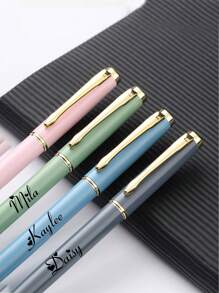 Caneta esferográfica de metal com cores neutras e suaves, 1 peça, para negócios, assinaturas, presente de feriado/aniversário, gravação de letras personalizadas, volta às aulas, material escolar