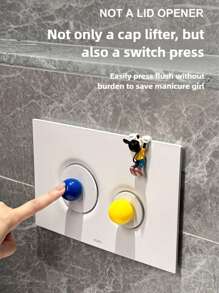 1 Pc/6 Color Bathroom Hooks, Toilet Lid Lifter, No Hole Punching, Strong Load Bearing, Bathroom Wall, Creative Towel Sticky Hooks, Behind The Door Non-Tracking Clothes Hooks, Toilet Lid Lifter, Fun And Hygienic Bathroom Accessory For Kids And Adults, Easy-To-Clean Designs