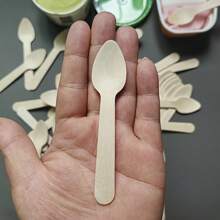 50/100/200 一套由材料制成的小木勺，每把尺寸为 11 厘米/4.33 英寸。非常适合甜点、冰淇淋、蛋糕、派对、毕业典礼、生日、婚礼和露营。 - 米色 - 查看 5