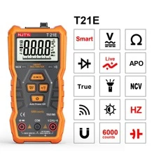 NJTY 1pc NJTY T21 Series Digital Multimeter, 6000 Counts, Auto-Ranging, With Stand, Magnetic Design, True , Backlit Display, Measures Voltage, Current, Capacitance, NCV, Duty Cycle, 600μH-60H Inductance And Frequency