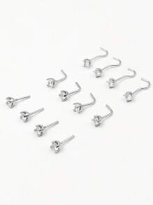 FOREVER QUEEN 单个鼻环 S925 纯银四爪锆石唇钉鼻环个性耳环穿刺珠宝