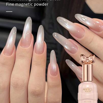 annies 10毫升/1支半透明果冻玻璃猫眼指甲油凝胶，新款珠光白色美甲闪粉，适用于DIY美甲