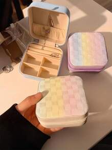 1 pieza Caja de joyería de viaje, caja de almacenamiento de plástico, caja de regalo pequeña, caja de almacenamiento multifuncional, caja con tapa, contenedor de exhibición y almacenamiento de joyería portátil de doble capa, contenedores de almacenamiento, decoración navideña, Snitch dorada, calendario de adviento navideño, caja de regalo navideño, regalos navideños, fiesta de Nochebuena, caja de regalo de Nochebuena, adecuada para aretes, anillos, collares, pulseras, arte de uñas