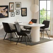 Nalupatio Modern Dining Chairs Set Of 4, Comfy Dining Room Chairs With Thick Cushions, Upholstered Fabric Kitchen Side Chairs With Metal Legs - 黑色 - 查看 2