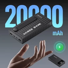 Power Bank Pack 20000mAh External Battery Fast Charger 2 USB For Mobile Phone UK For Apple IPhone, IPad, Android Phone, Gifts For Family, Friends, Birthday, Winter, Valentines, Easter Suitable For Outdoor Play, Shopping, Traveling, Portable Power Supply Super Fast Charging, Display Battery Level, Portable Charger Devices With USB And Type-C Ports, Safe And Stable Polymer Lithium Battery - Black - View 1