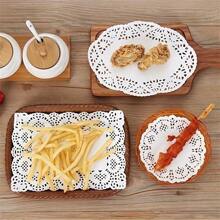 140 Pieces Of Lace Paper Shape, Oil Absorbent Paper Mat, Lace, Fried Snack Cake, Flower Bottom Paper, Baking Paper, Food Mat, Pizza Paper, Cake Mat, Square, Oval, Round Three Shapes Are Available