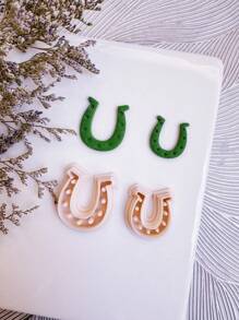 2pcs Happy St. Patrick's Day Clay Cutter | Horseshoe Shape Clay Cutters | Flower Cutters For Earring Making | Clay Earring Cutters | Polymer Clay Tools |Polymer Clay Cutter For Jewelry Making | Jewelry Making Kit - 2pcs - View 6