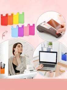 Cell Phone Wallet Silicone Stick On Card Holder Back Phone Adhesive Back Of Cell Phone Wallet For Check ID Business Card Compatible Works With Most Smartphones Minimalist Universal Adhesive Phone Back Bag Phone Back Wallet Pocket Compatible With Most Smartphones And Protective Cases Card Covers For Vacation Card Holder Wallet Business Card Holder Credit Card Holder Women For Women For Men Card Wallet Magsafe Wallet Cell Phone Purse Cellphone Bag - Multicolor - View 9