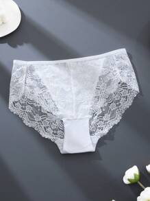 3 chiếc quần lót ren cỡ lớn cho nữ, đơn giản và thời trang gợi cảm - trắng - Xem 3