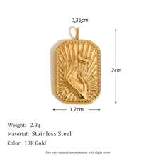 1pc Fashionable Geometric Jewelry Accessory, 18K Gold Plated Stainless Steel Water Drop Rose Cube Pendant, For Women