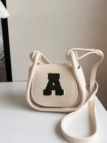A Mini Casual, Versatile Simple Solid Color DIY PU Material Crossbody Shoulder Bag, Printed With 26 A-Z Letters. Lipstick Coin Purse, Can Be Shoulder Or Crossbody. Suitable For Use When Going Out To Traveling And Shopping. Holiday Gifts. The Best Gift Friends. - Rice Bag + Black Letters 5.5 - View 3