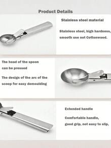 1/2pcs Stainless Steel Ice Cream Scoop, Perfect For Frozen Yogurt, Multi-Functional Ice Cream Scoop, Stainless Steel Double Use Scoop, Non-Stick Ice Cream Scoop With Comfortable Anti-Frost Handle, Heavy Duty Metal Ice Cream Scoop With Trigger, Sturdy Stuffing Scoop, Home Ice Cream Tools Scoop, Easy To Clean, Suitable For Ice Cream, Cookie Dough, Sorbet, Almond, Ideal For Kitchen, Dessert Shop And Western Restaurant.