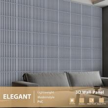 Aadesh 3D PVC Plastic Wall Panels, Suitable For Interior Wall Decoration, Waterproof And Heat-Resistant, With Grooved Texture. Ideal For Living Rooms, Halls, Bedrooms, Hotels, Offices, Game Rooms, And TV Accent Walls. 30cm * 30cm (Includes Installation Accessories). - 灰色小橫條30片 - 查看 7