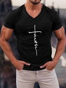 Men's Solid Color V-Neck Short Sleeve Casual T-Shirt, Simple & Fashionable Everyday Wear