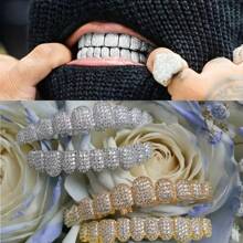 THATBOY 2pcs/Set Teeth Set Men Women Hip Hop Teeth Grills Iced Out Punk Men Women Teeth Decoration