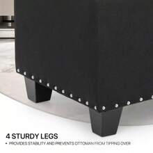 24-Inch Black Tufted Storage Bench Ottoman With Poufs, Upholstered Footrest, And Lift-Top Stool Design - Default - View 10