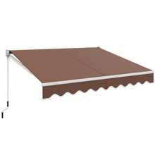 8' X 6.6' Patio Retractable Awning Sunshade Shelter W/Manual Crank Handle - Coffee - View 1