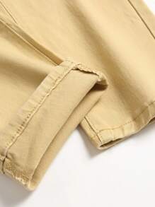 Men's New Ripped Distressed Denim Jeans, Black Stretch Casual Pants - Khaki - View 5