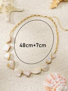 Beryohz 1pc Natural Sea Shell Beaded Necklace, Summer Beach Resort Style - beaded necklace - View 5