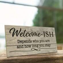 1 件，前门趣味欢迎标志，欢迎光临门挂标志，门廊木制装饰 - 彩色 - 查看 3