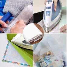 110克/200克/300克/420克热熔胶织物粘合剂，单面编织布，米色衬里，填充物，DIY工艺配件，50x100厘米，家用手工包袋制作工具套装 - 白色 - 查看 3