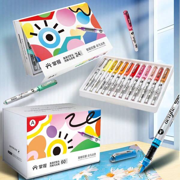 120/80/60/48/36/24/12 Farben Acrylfarb-Marker, weiche Spitze mit großer Tintenmenge, Aufbewahrungsbox, einheitliche Farben, geruchlos, professionell für Kunststudenten, übermalbar für Malerei auf Felsen, Glas, Keramik, Ostereier, Metall, Holz - hervorragend für Kunst, Basteln und DIY Kritzeleien