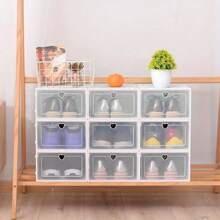 Youyijia 12x White Plastic Shoe Storage Boxes Drawer Stackable Foldable Durable Organiser