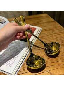 Nuovo cucchiaio da minestra in acciaio inossidabile - design manico lungo, comodo da usare, cucchiaio da cucina, adatto per minestre, stufati, pentole e cottura