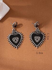 1 Pair Geometric Oil Drop Earrings, Suitable For Daily Wear - Black - View 2
