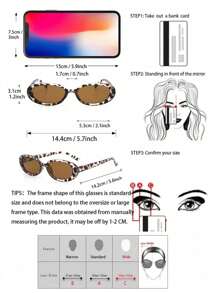 2副女士椭圆形镜框时尚眼镜，经典时尚眼镜，适合日常生活和夏季旅行 - 2pcs 白豆花豹紋組合 - 查看 6