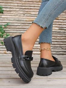 2025 New Thick Sole Women Shoes, Flat Loafers, Spring/Autumn Flat Shoes, Fashionable Versatile Casual Shoes For All Seasons, Slip-On Flat Shoes, Short Women Height Increase Shoes, Ladies Work Shoes