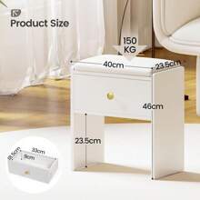 Dressing Table Stool, Makeup Vanity Stool With Storage Drawer, Padded Bench Footrest Ottoman, White Wooden Stool For Dressing Table, Living Room, Hallway - White - View 4