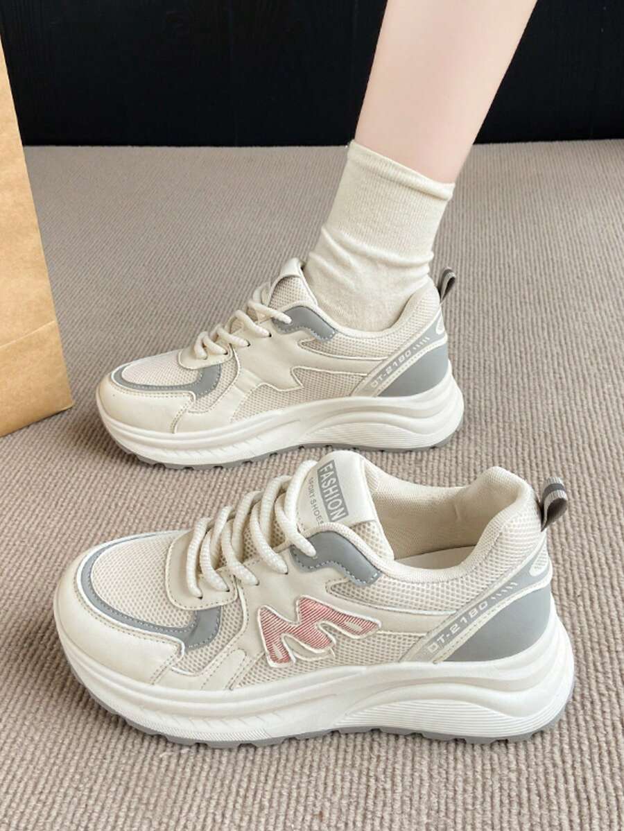 Women's Chunky Sneakers 2025 Spring/Autumn New Versatile Platform Casual Lace-Up Soft Bottom Trainers - Multicolor - View 1