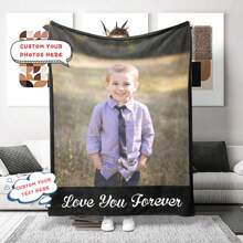 Customizable Photo Blanket, Soft Woven All-Season Throw Blanket, High-Definition Digital Printing, Ideal Gift For Boys, Boy, Girl, Grandparents, Siblings, Parents, Valentine's Day - Multipurpose, Lightweight, Comfortable For Bed, Sofa, Camping, Travel,Multi-Functional,Ornamental,Letter,Stylish,Soft,Modern,Colorful,Kawaii,Adorable,Cute,Casual,Custom,Personalised,Unique,Customized,Baby Gifts,Ideal Gifts For Him,Ideal Gifts For Her,Son,Daughter - Multicolor - View 2