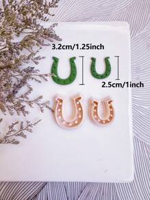 2pcs Happy St. Patrick's Day Clay Cutter | Horseshoe Shape Clay Cutters | Flower Cutters For Earring Making | Clay Earring Cutters | Polymer Clay Tools |Polymer Clay Cutter For Jewelry Making | Jewelry Making Kit - 2pcs - View 9