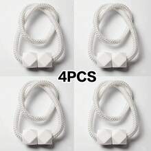 4 piezas de sujetadores de cortinas con imán fuerte y diseño de cuerda gruesa para dormitorio, sala de estar, cocina, accesorio de decoración del hogar de plástico duradero. - 2Negro2beige - Ver 12